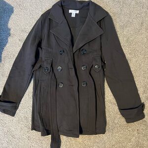 Motherhood charcoal Grey Double-Breasted Sweater Trench Coat